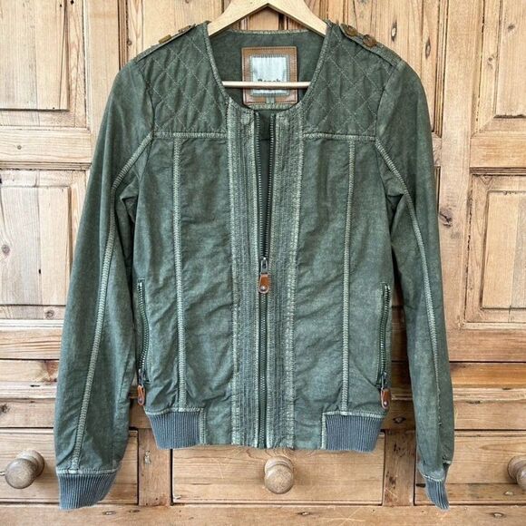 Women's Bench Small‎ Green Washed Cotton Full Zip Jacket - Picture 1 of 7